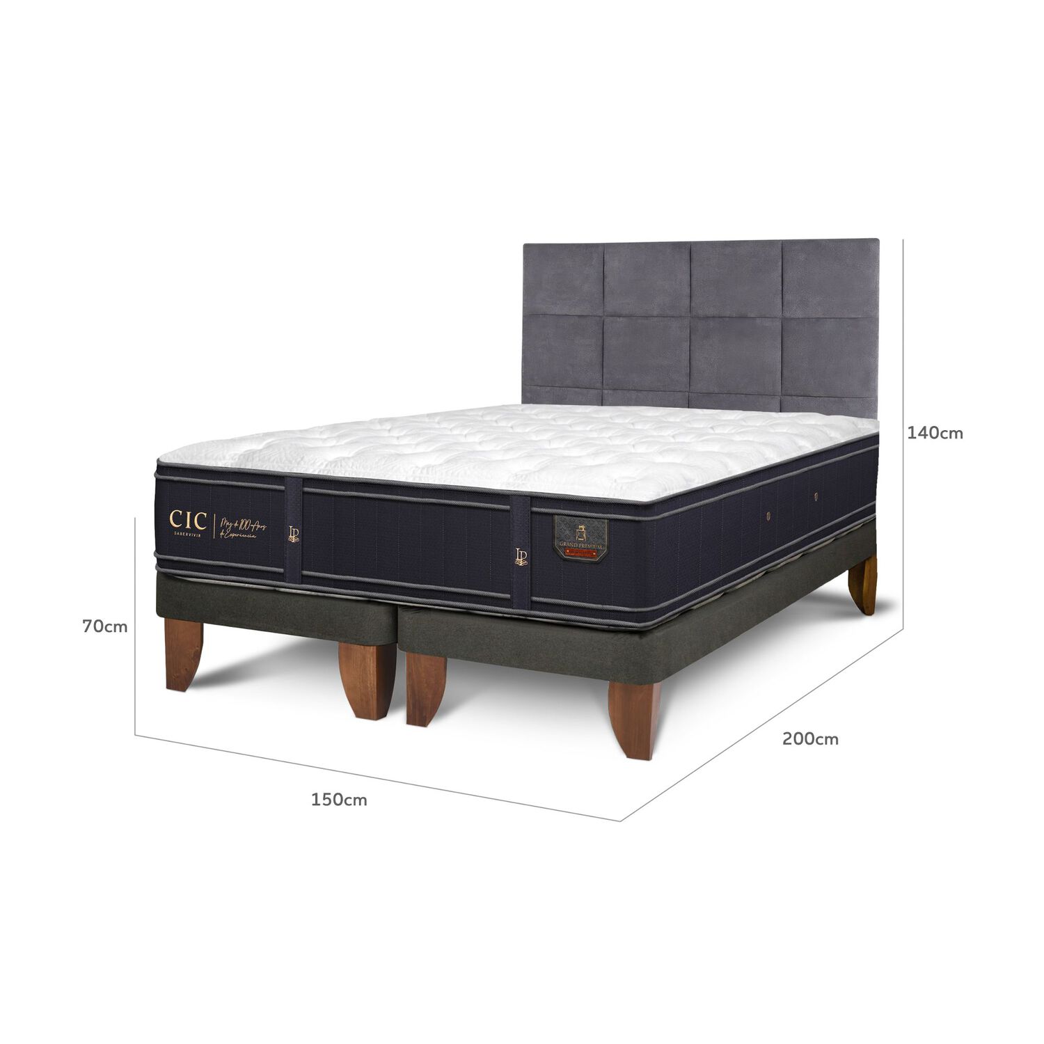 Cama Europea Cic Grand Premium / 2 Plazas / Base Dividida + Respaldo image number 2.0