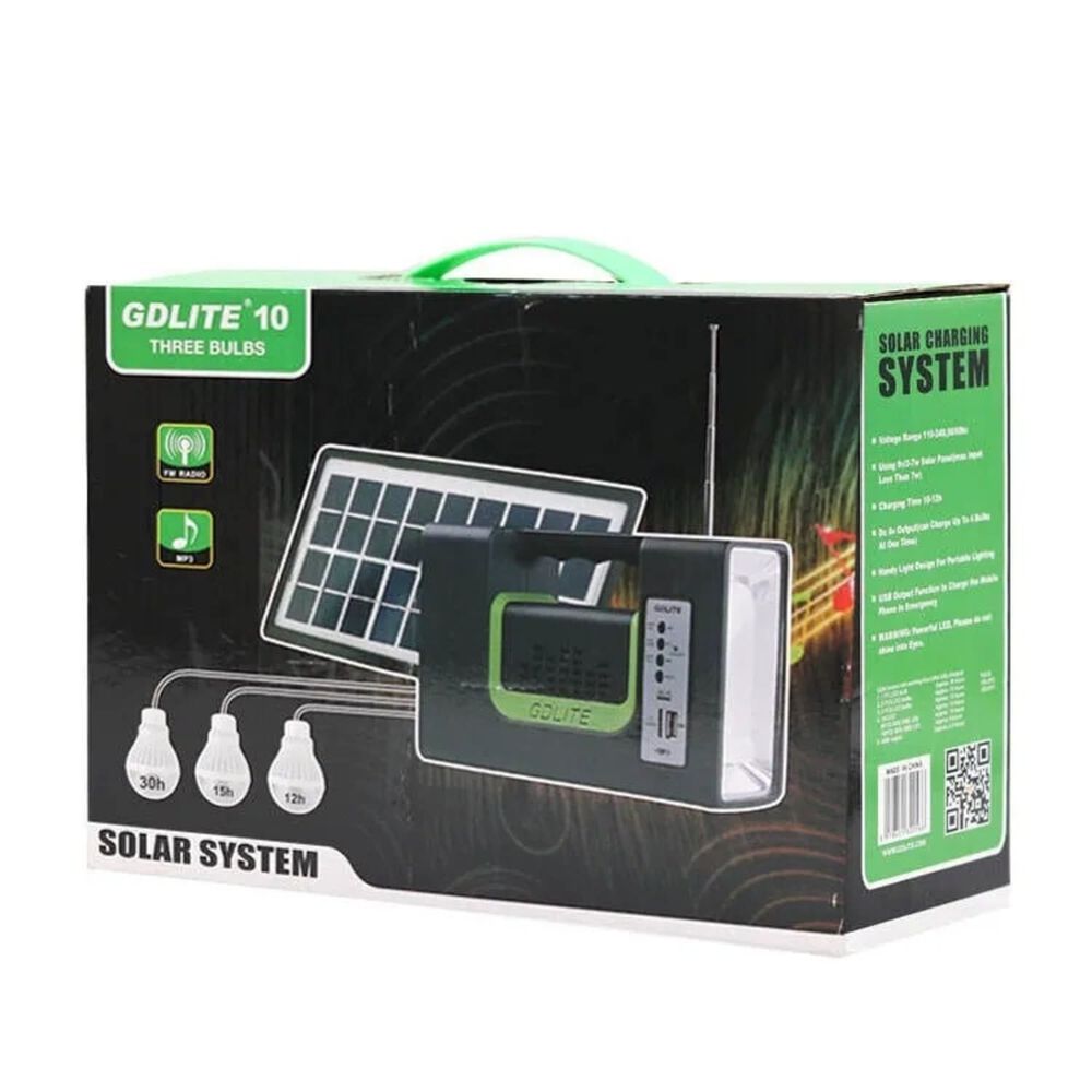 Kit Emergencia Camping Solar 3 Ampolletas Linterna+radio Mp3 image number 1.0
