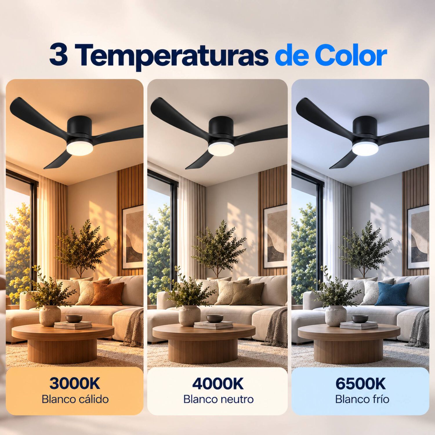 Ventilador De Techo Sumo Vt60 Negro Led 52" 3 Aspas De Madera Negro image number 2.0