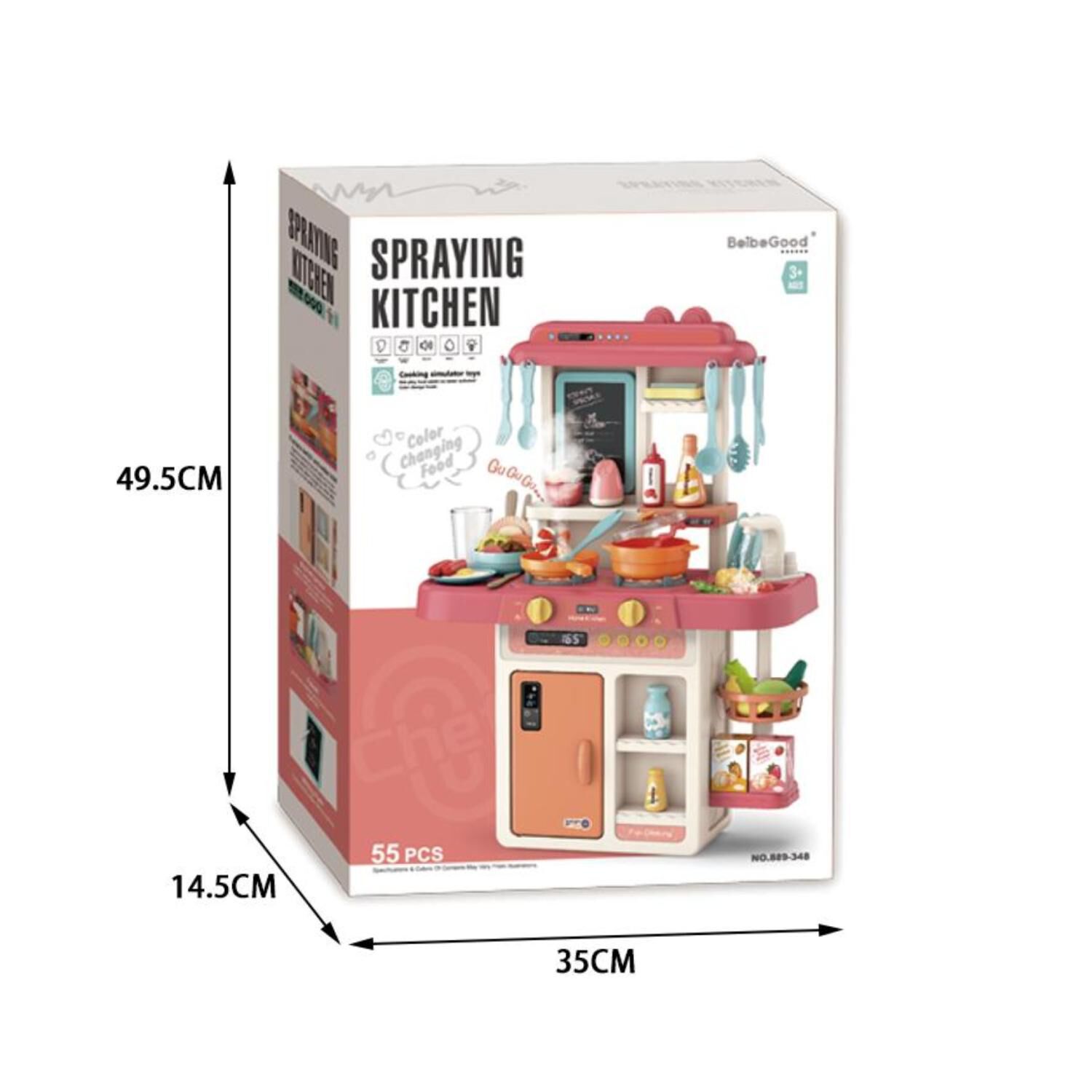 Juguete Cocina Interactiva 55pzas 63cm Agua Vapor Rosado Infantil image number 4.0