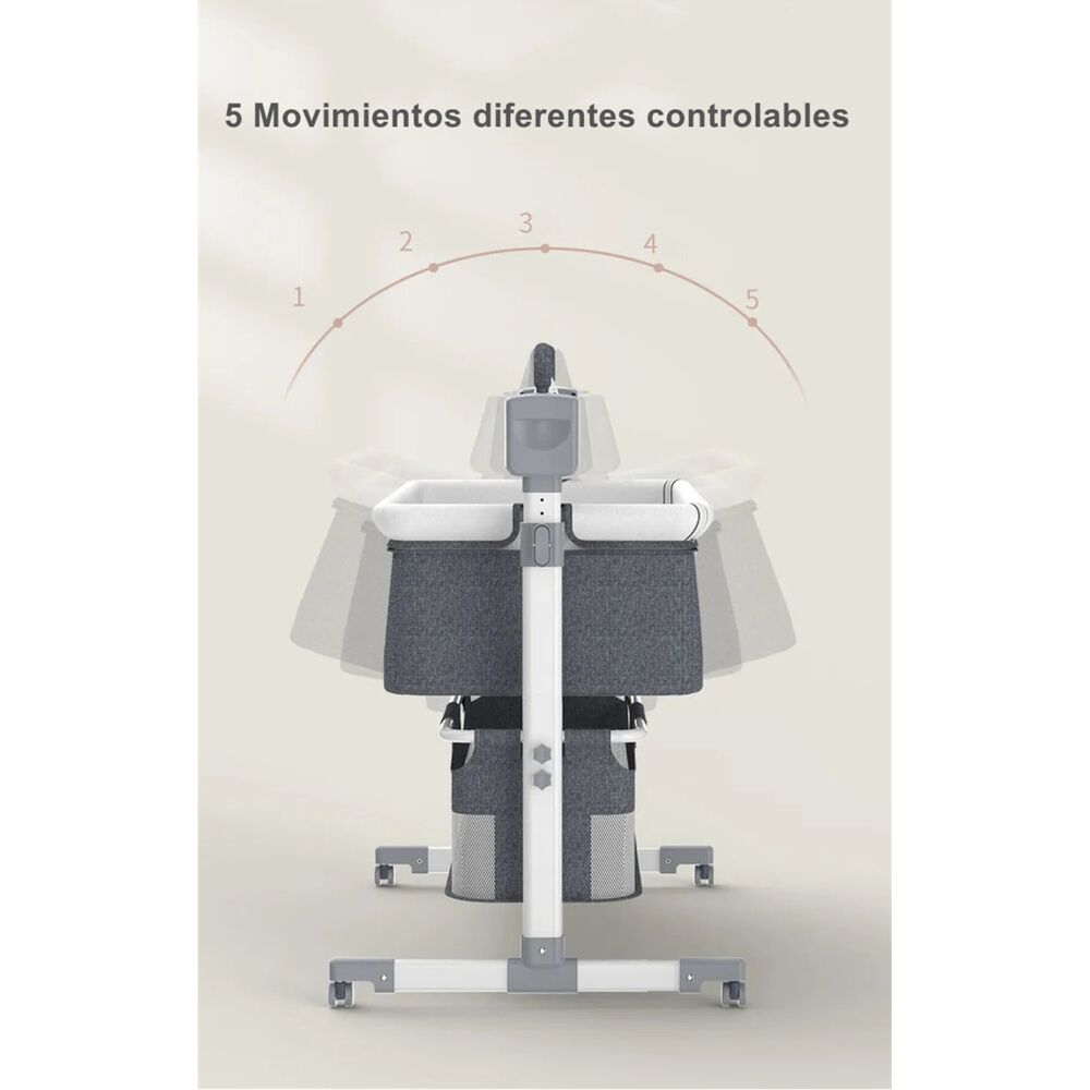 Cuna Colecho Mecedora El&eacute;ctrica Gris Lubabycas image number 2.0