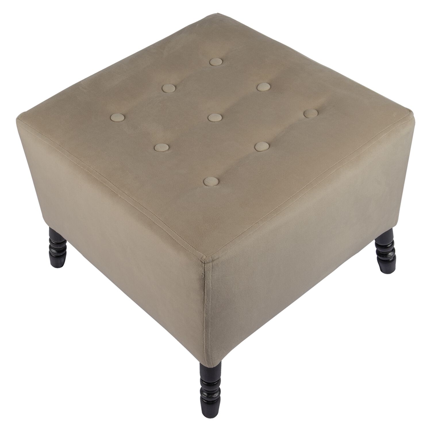 Pouf Alejandro Beige Felpa 54x54x44 Cm M&aacute;xima Design image number 0.0