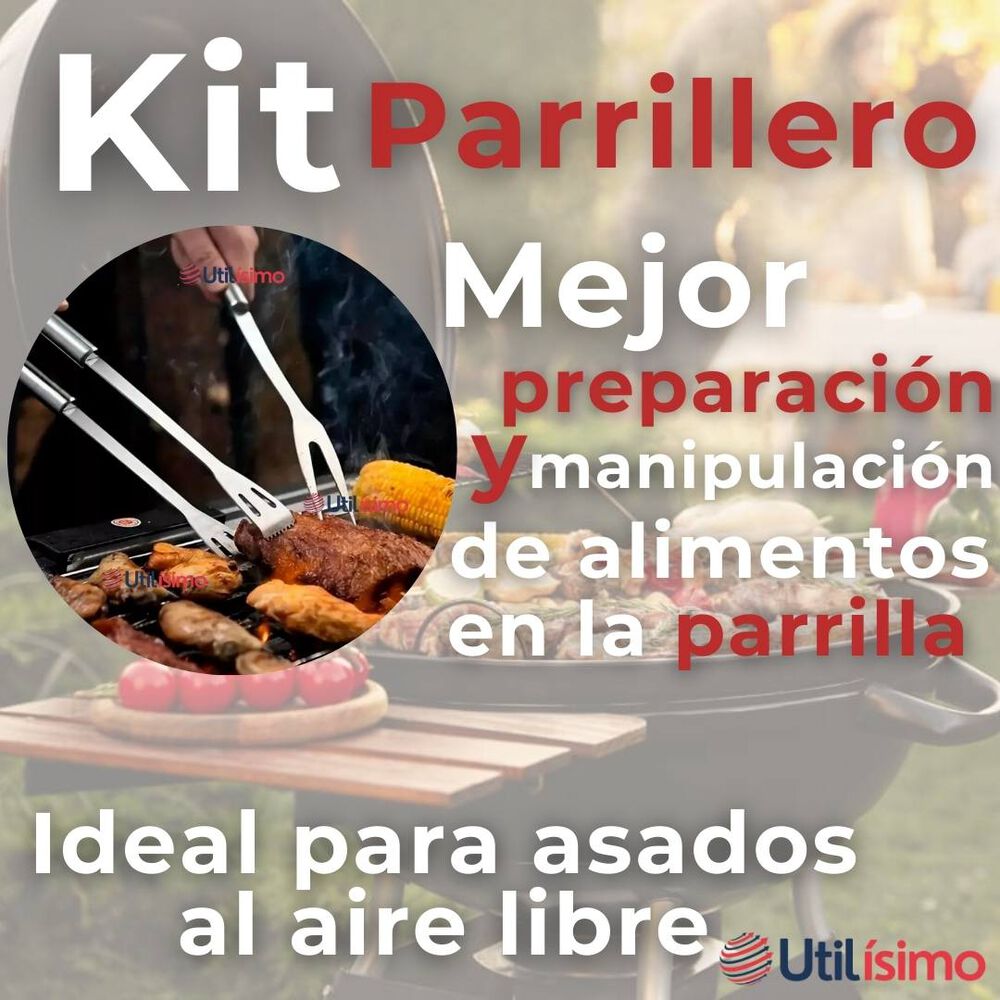 Kit Parrillero 3 Piezas Pinza Espátula Tenedor Para Asados Acero Inoxidable image number 2.0