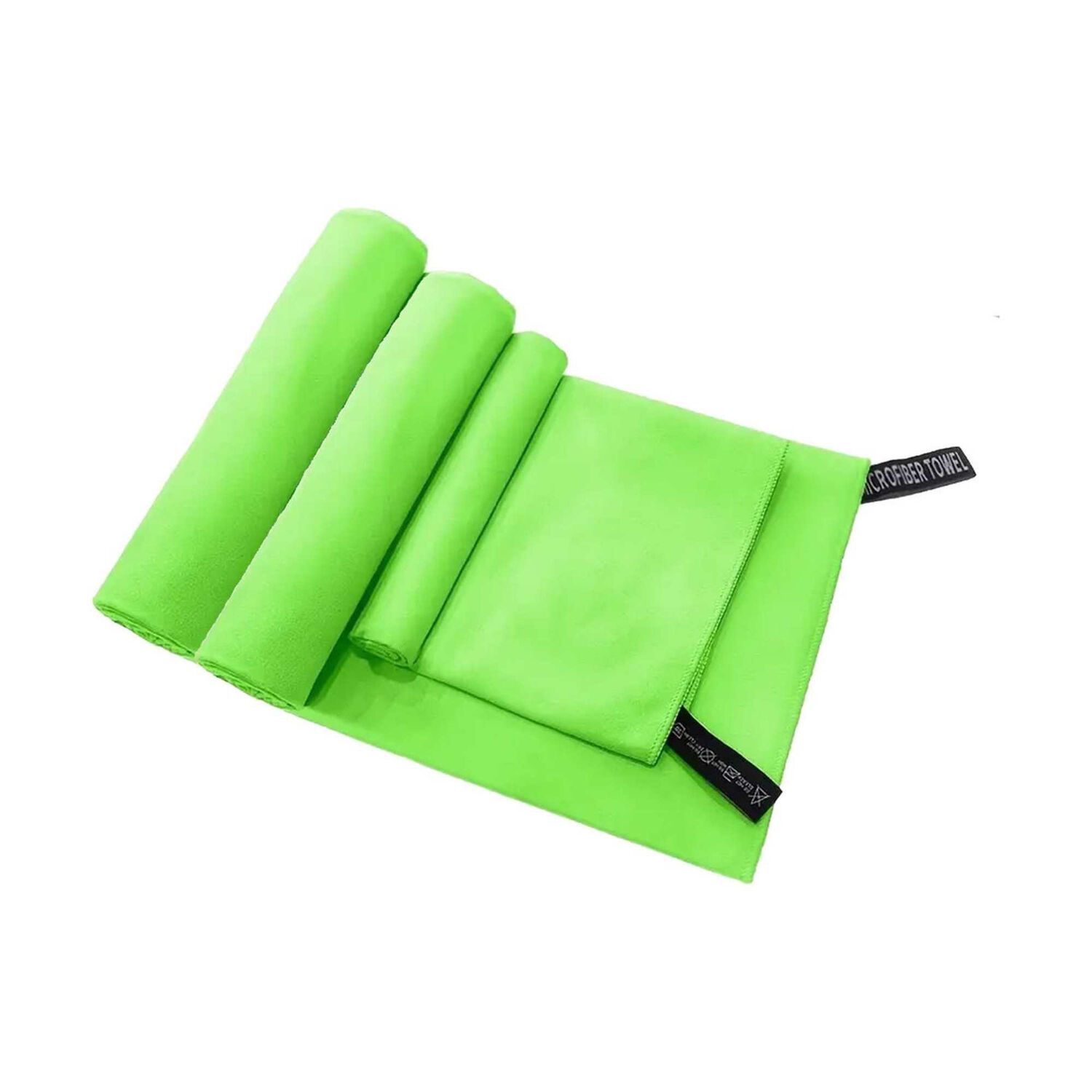 Set 3 Toallas Ba&ntilde;o Viaje Microfibra Secado R&aacute;pido Verde Fl&uacute;or image number 0.0