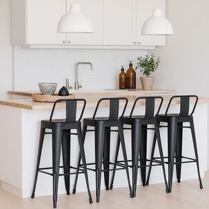 Pack De 4 Taburetes Tolix De Acero - Negro Pack De 4 Taburetes Tolix De Acero - Negro