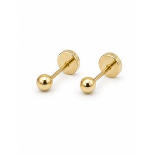 Aros Abridores Bolita 3.5mm N2 Oro14k Beb&eacute; Hipoalerg&eacute;nico Dorado