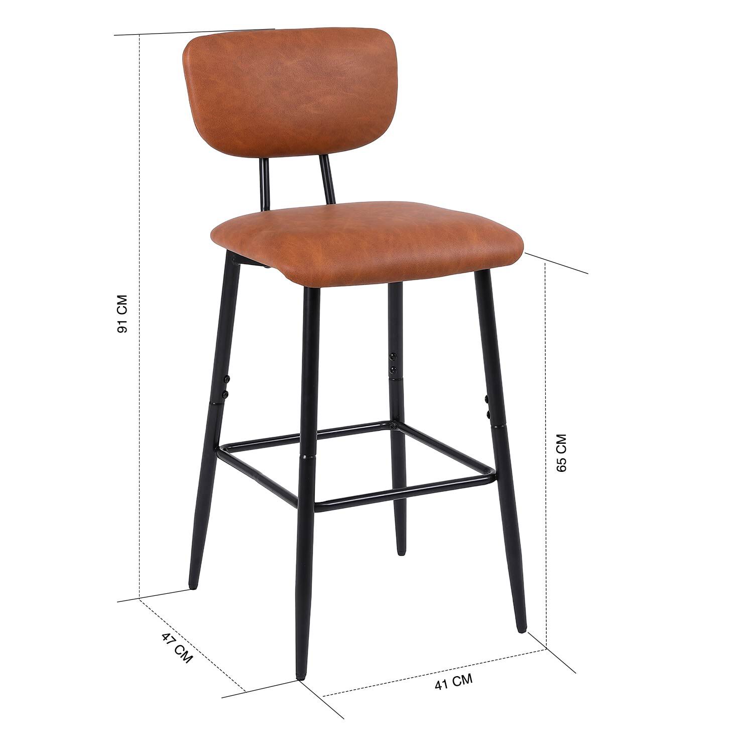 Pack 2 Pisos De Bar O Cocina Mid-century Con Respaldo Marr&oacute;n image number 7.0