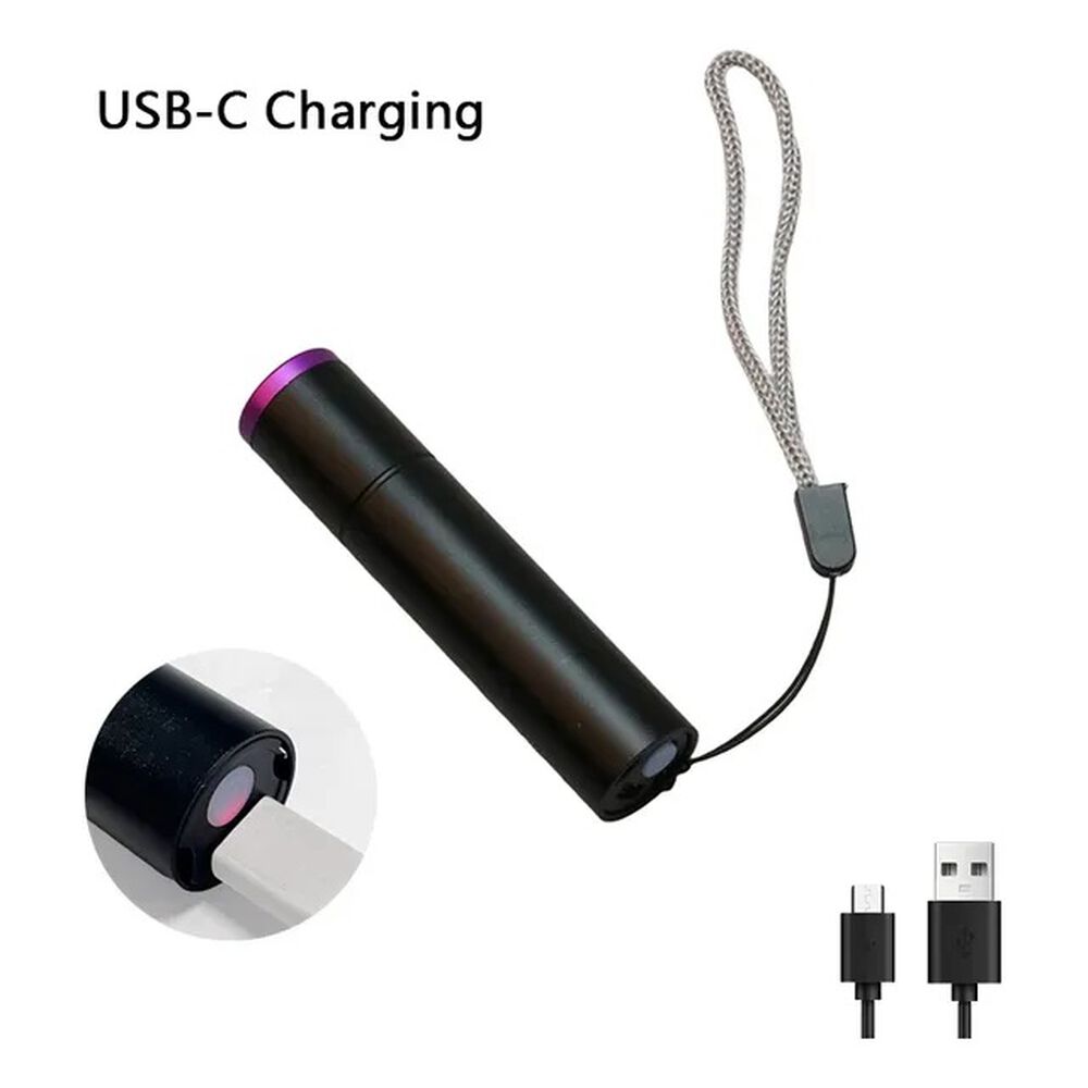 Linterna Tipo Lapiz Led Luz Uv Ultravioleta Laser Recargable Usb De Bolsillo image number 2.0