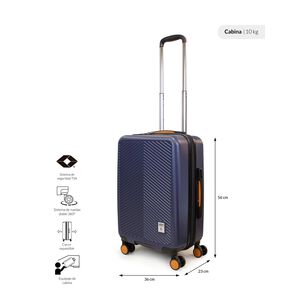 Pack 2 Maletas Cabina S 10k + L 23k Marsella Azul Con Naranjo Penguin