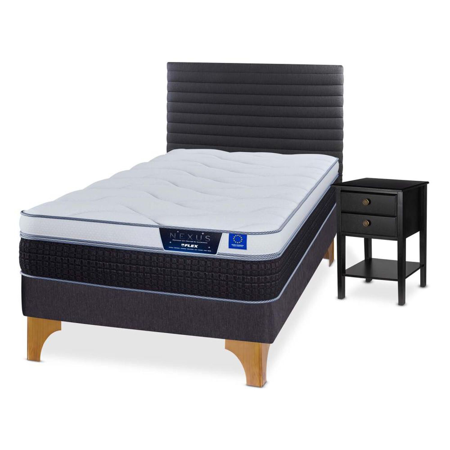 Cama Europea Flex Nexus / 1.5 Plazas / Base Normal + Set De Maderas image number 1.0