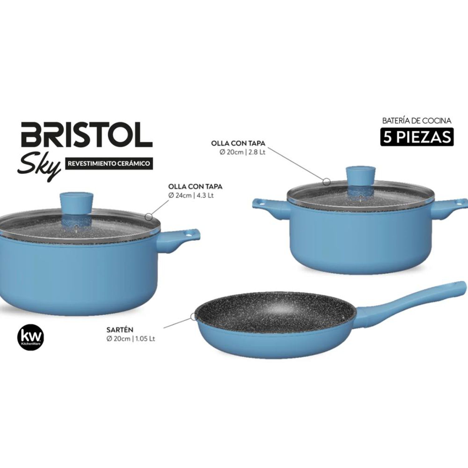 Bateria Alum Ceramica Bristol Sky Kitchenware / 5 Piezas image number 14.0
