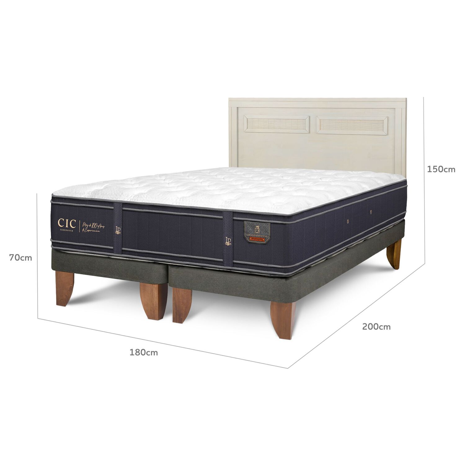 Cama Europea Cic Linea Premium / King / Base Dividida + Respaldo image number 2.0