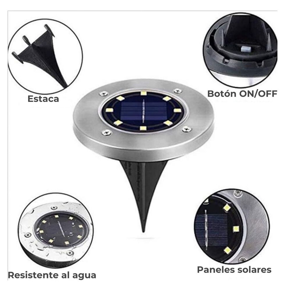 Set 6 Focos Led Carga Solar Para Jard&iacute;n Con Estaca image number 1.0