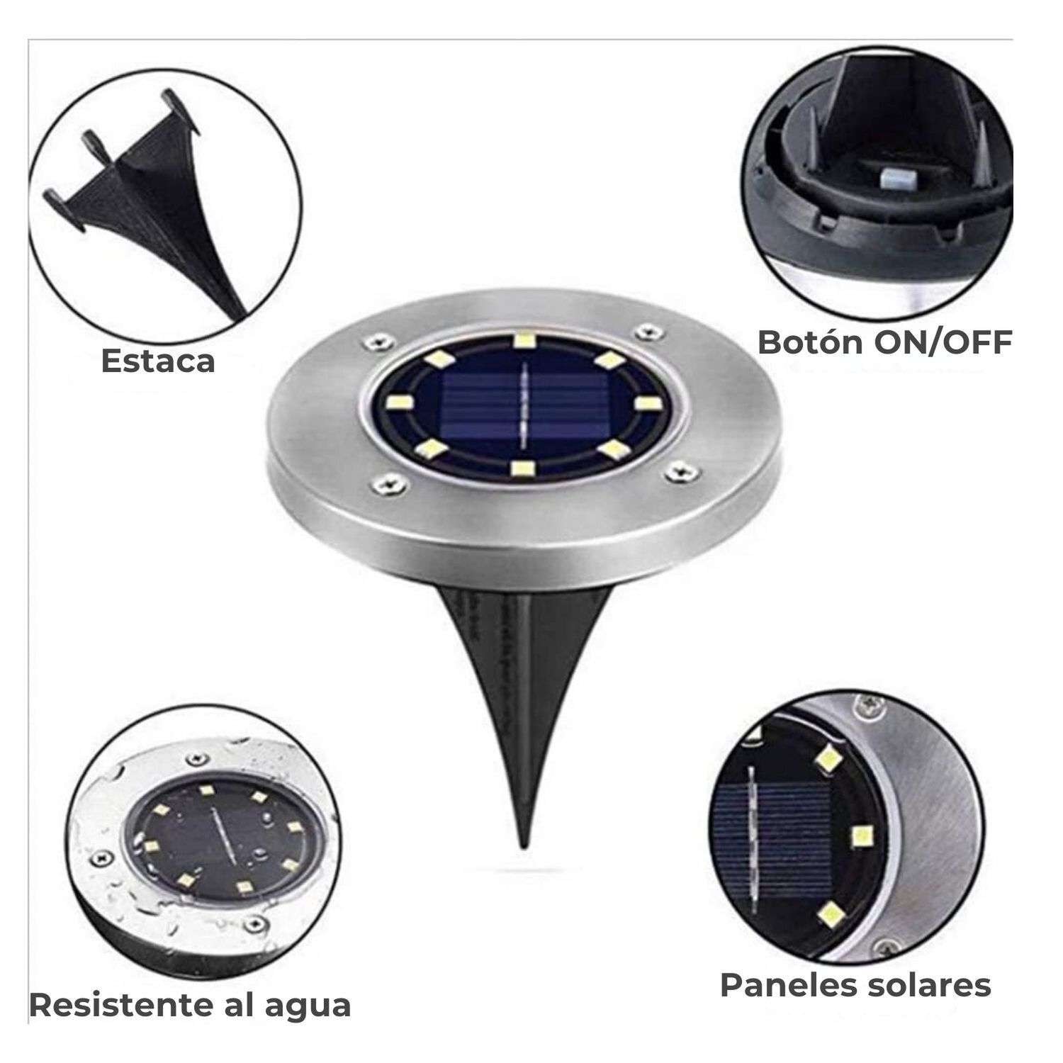 Set 6 Focos Led Carga Solar Para Jard&iacute;n Con Estaca image number 1.0