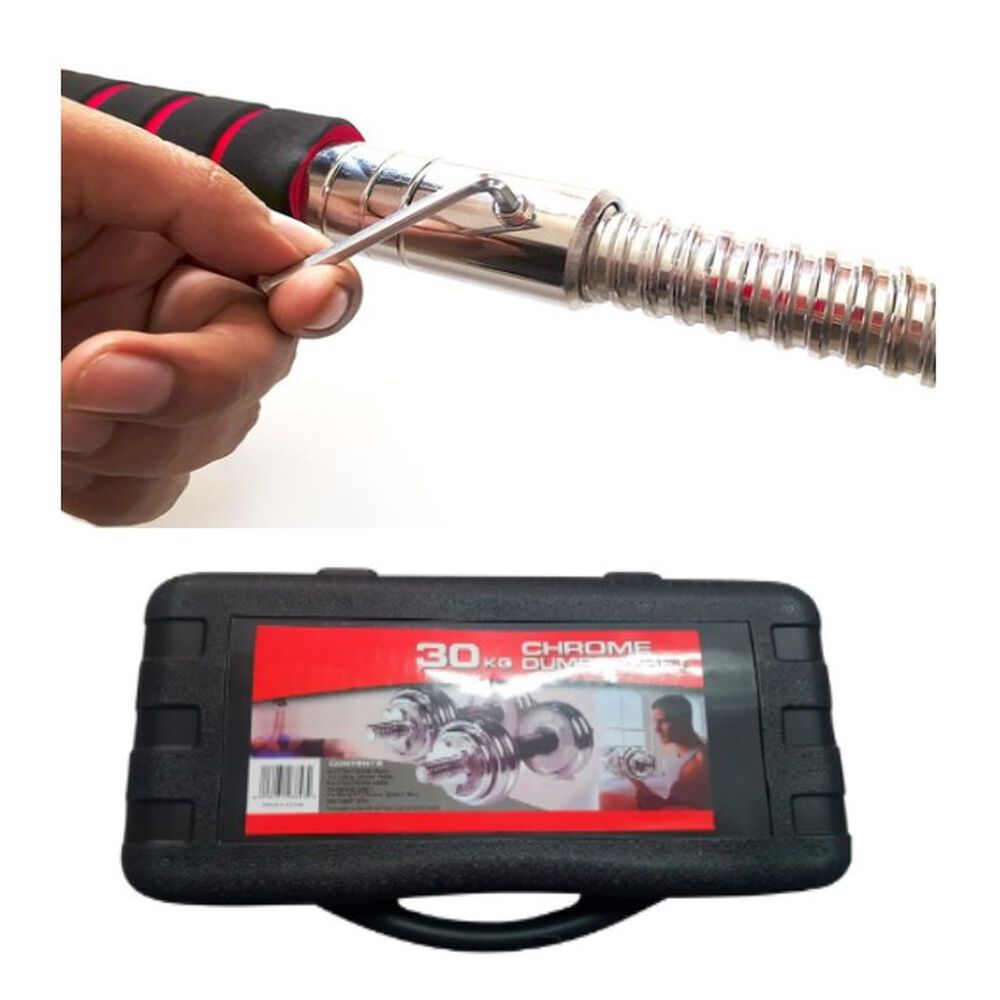 Set De Mancuernas 30 Kg Acero Cromadas Barra Y Malet&iacute;n image number 4.0