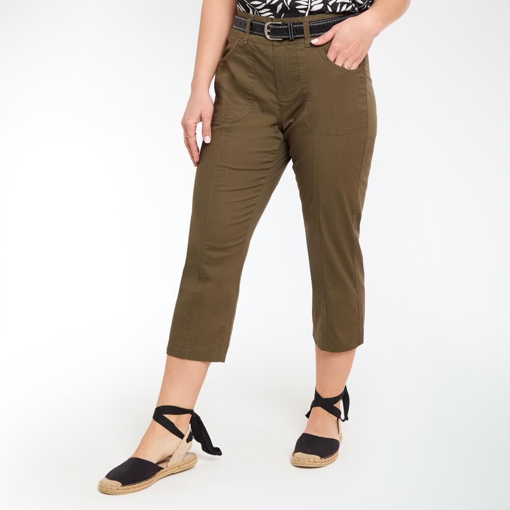 Bermuda Pescador Liso Con Cintur&oacute;n Tiro Medio Mujer Geeps image number 2.0