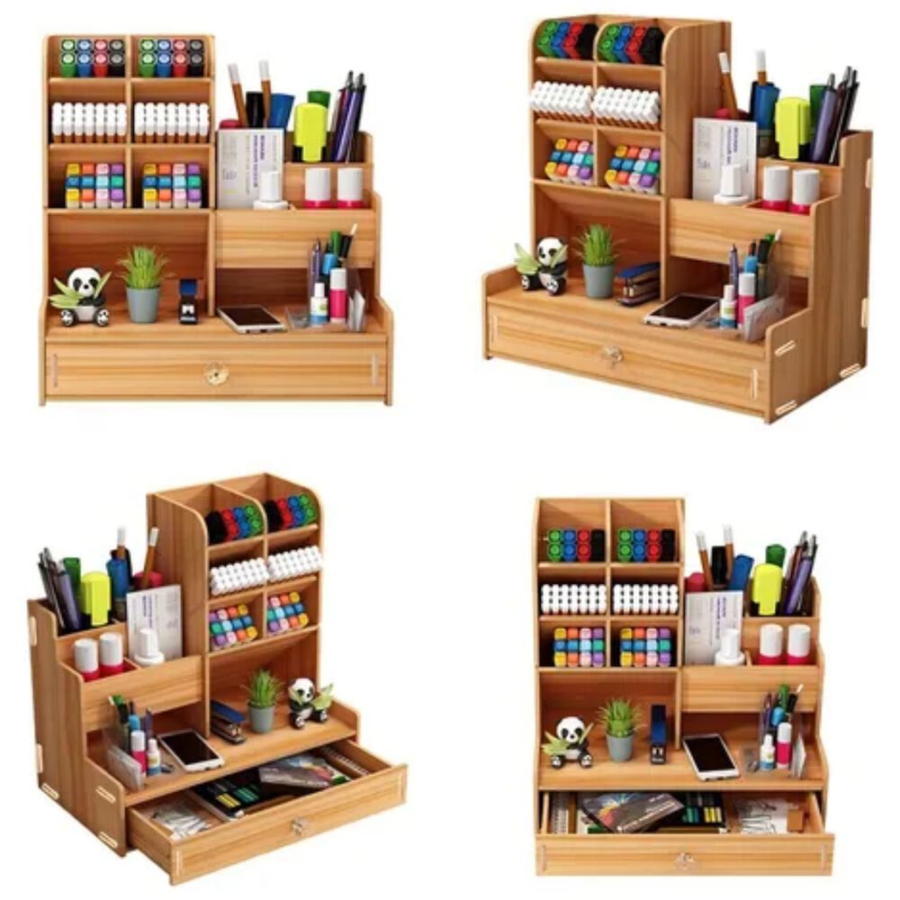 Organizador De Escritorio Madera Oficina Con Cajonera image number 2.0