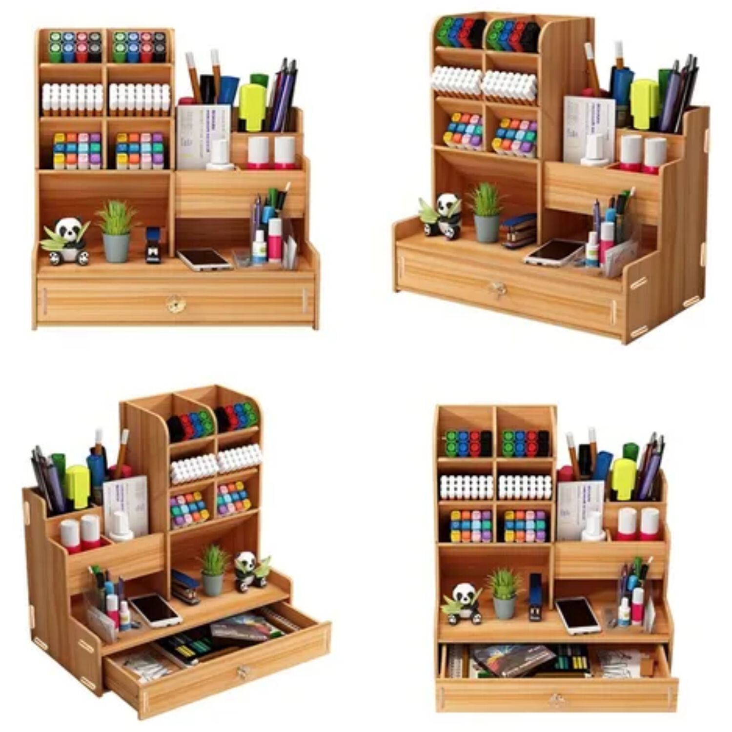 Organizador De Escritorio Madera Oficina Con Cajonera image number 2.0
