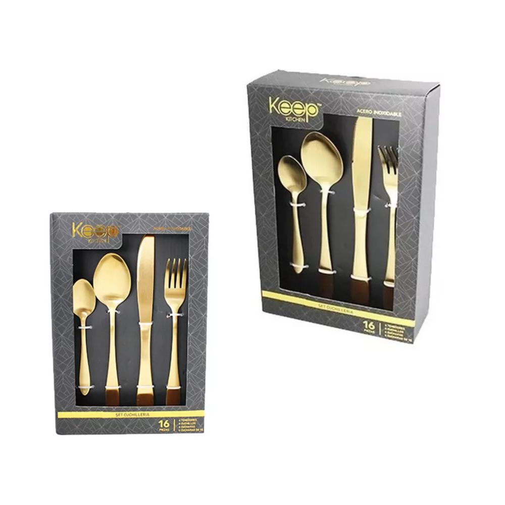 Set Cubiertos Keep Gold 16 Pcs image number 0.0