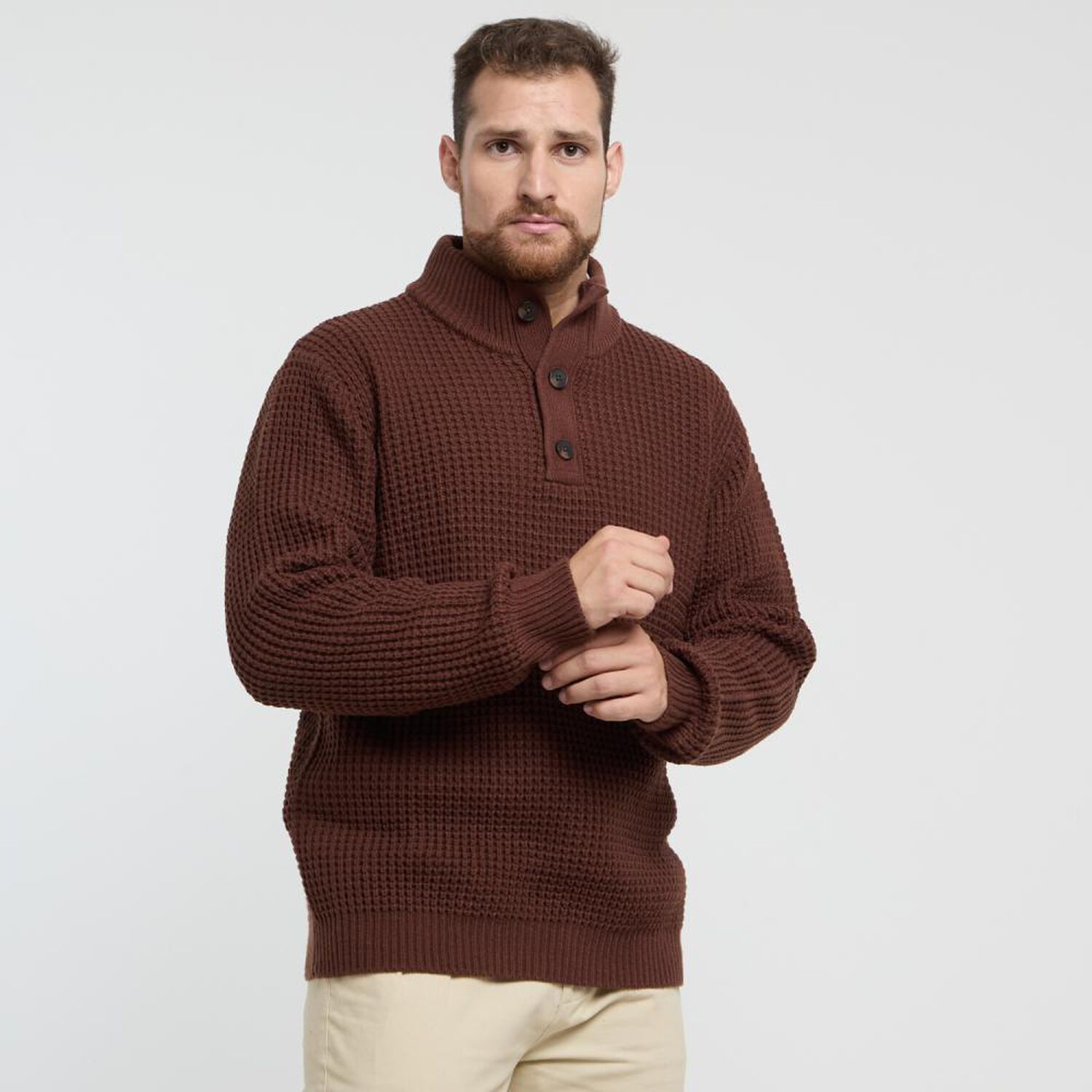 Sweater Liso Regular Cuello Alto Hombre Herald image number 2.0