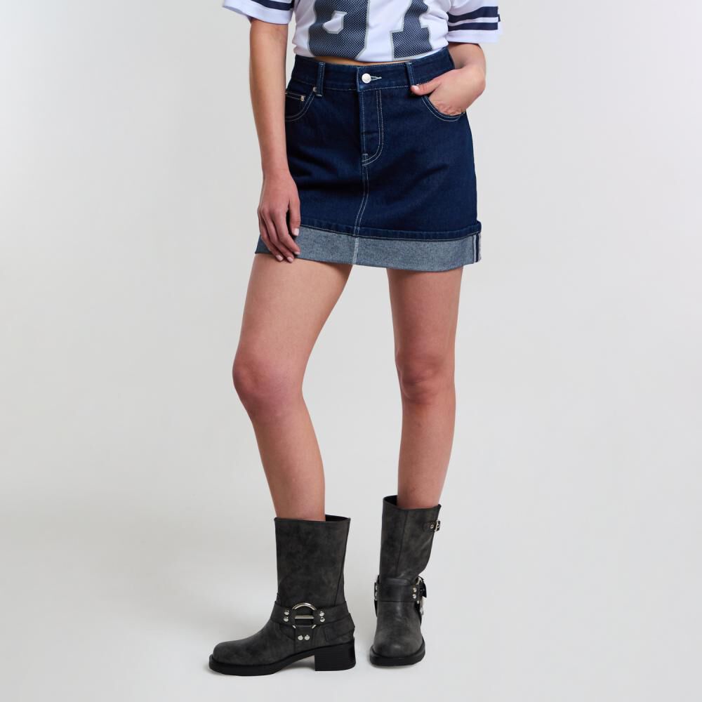 Falda Mini Con Basta Tiro Medio Skinny Mujer Rolly Go image number 2.0