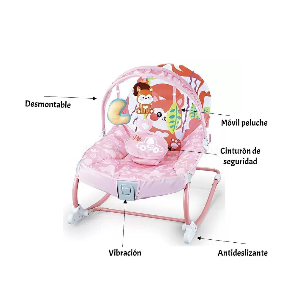 Mecedora Beb&eacute; Silla Nido Musical Vibraci&oacute;n Rosada Lubabycas image number 1.0