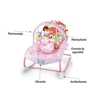Mecedora Beb&eacute; Silla Nido Musical Vibraci&oacute;n Rosada Lubabycas