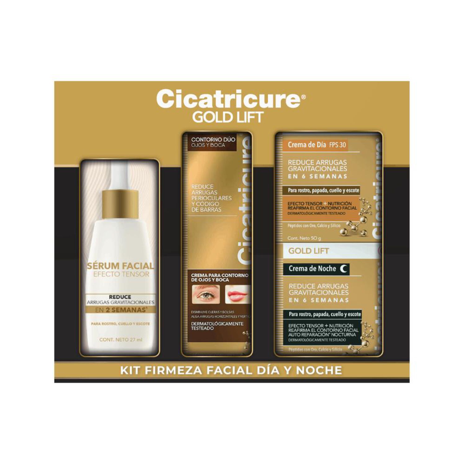 Pack Cicatricure Gold Dia + Noche + Contorno + Serum (caja) image number 0.0