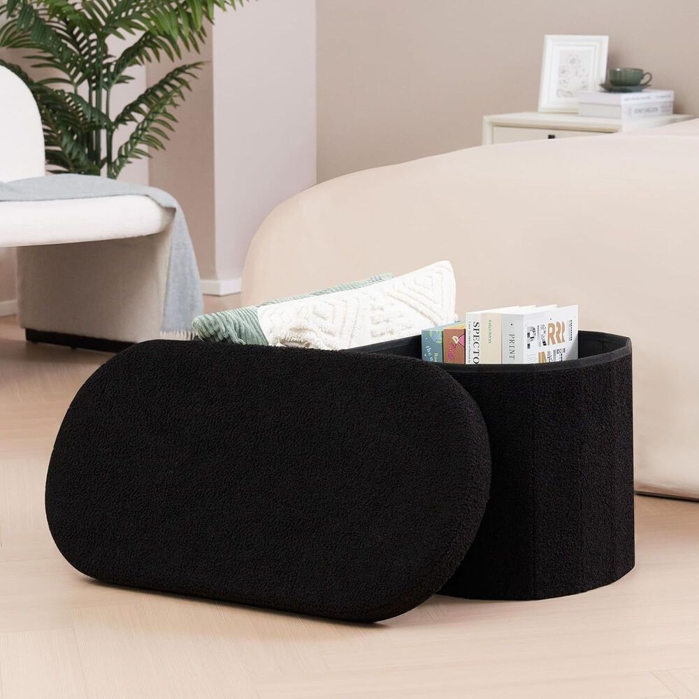 Ba&uacute;l Plegable Ovalado Boucl&eacute; Negro image number 3.0