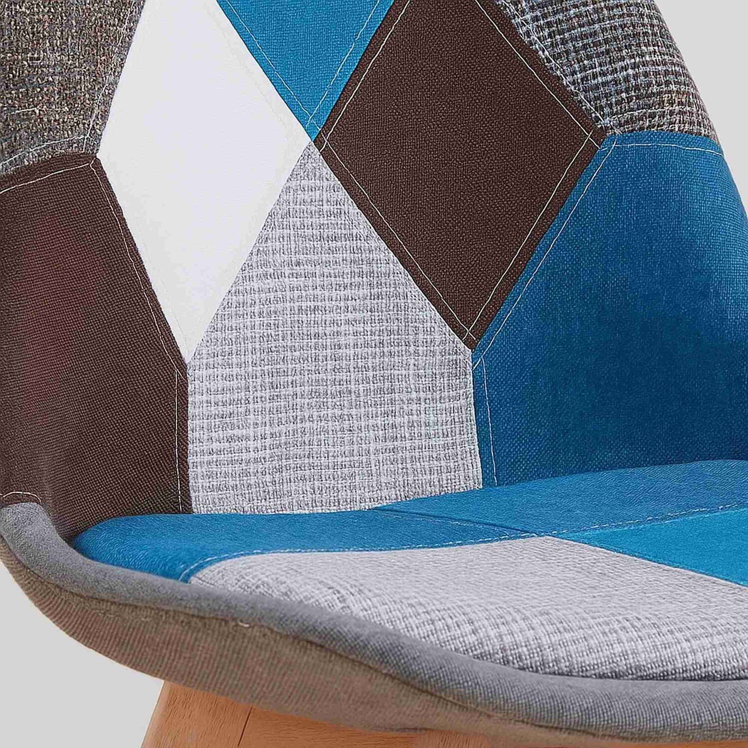 Silla Tulip Patchowork Acolchada Tela Wood - Celeste image number 11.0