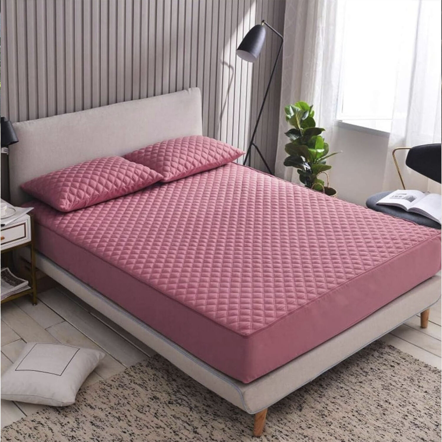 Cubrecolch&oacute;n Impermeable 1.5p + 01 Funda De Almohada Rosado image number 1.0