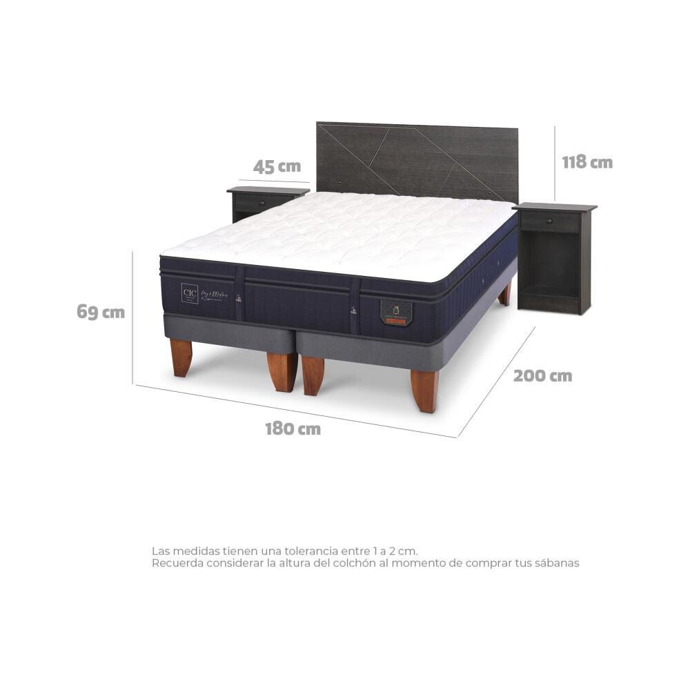 Cama Europea Cic Super Premium / King / Base Dividida + Set De Maderas image number 3.0