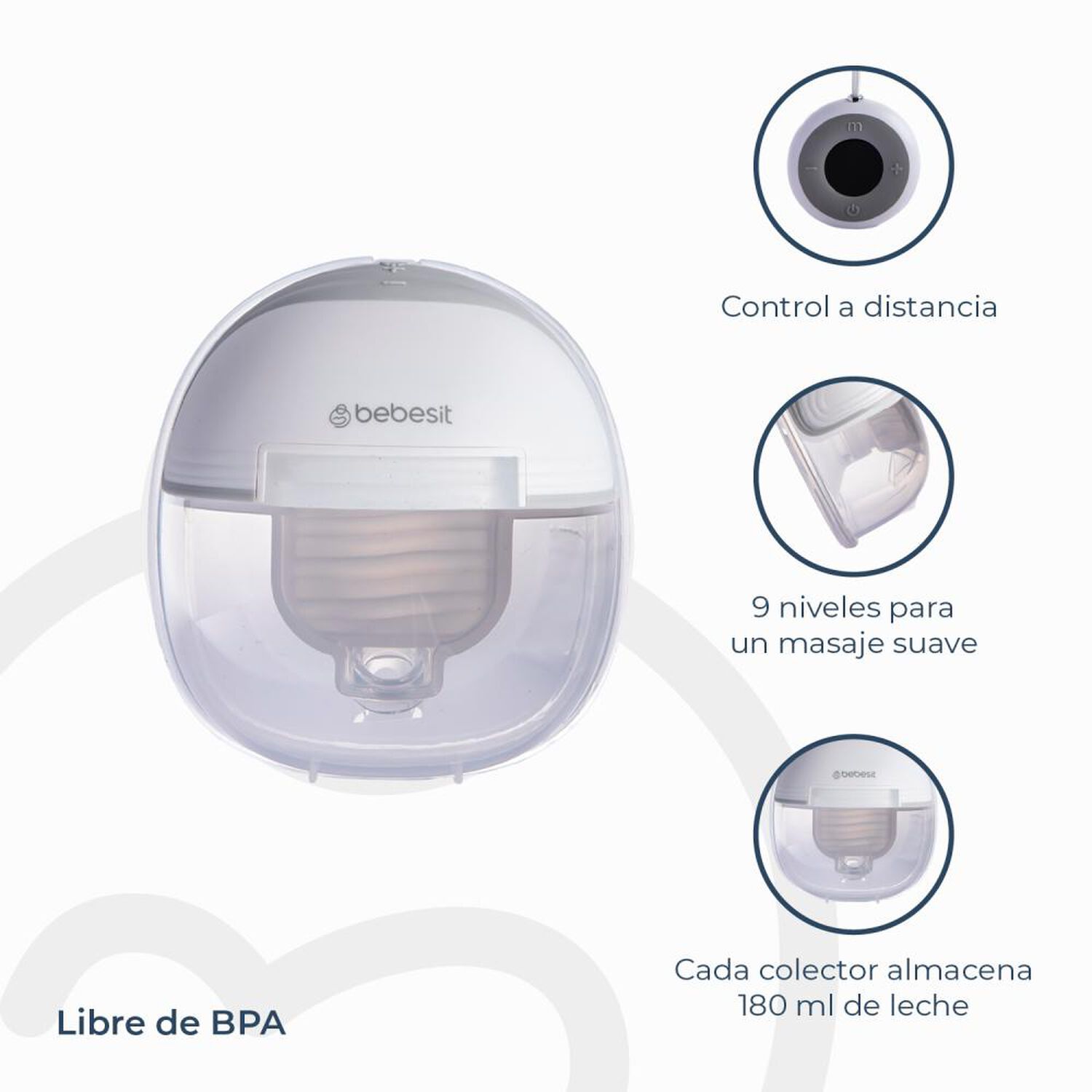 Extractor Leche Materna Bebesit Doble + Control Remoto + 10 Bolsas image number 2.0