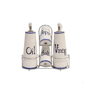 Set Aceitero Vinagrero Salero Pimentero Cer&aacute;mica 4 Piezas