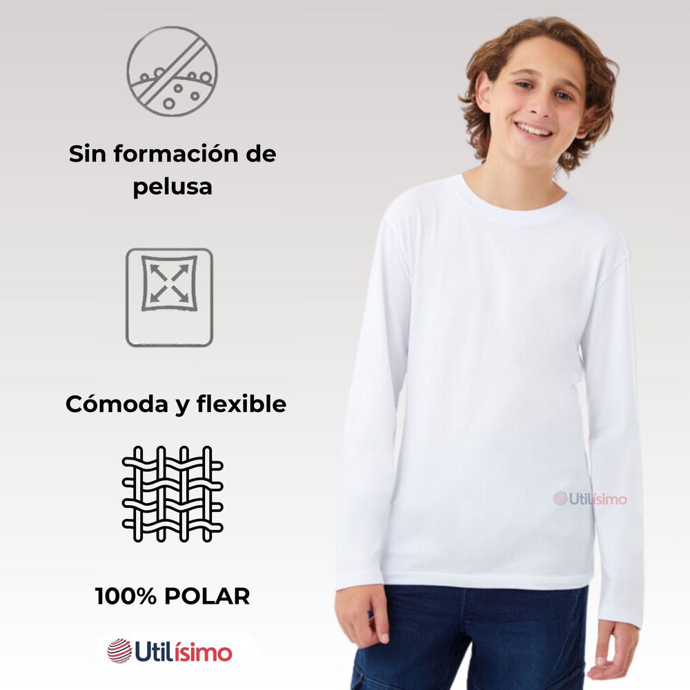 Pack 6 Camisetas Poleras Polar Manga Larga Primera Capa Blanco image number 3.0