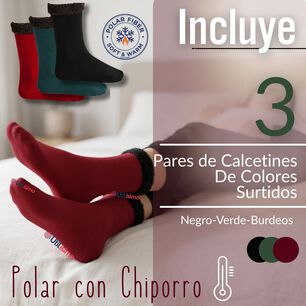 Pack 3 Pares Calcetines Chiporro Mujer Surtidos Ultra T&eacute;rmico Invierno Unicolor Polar