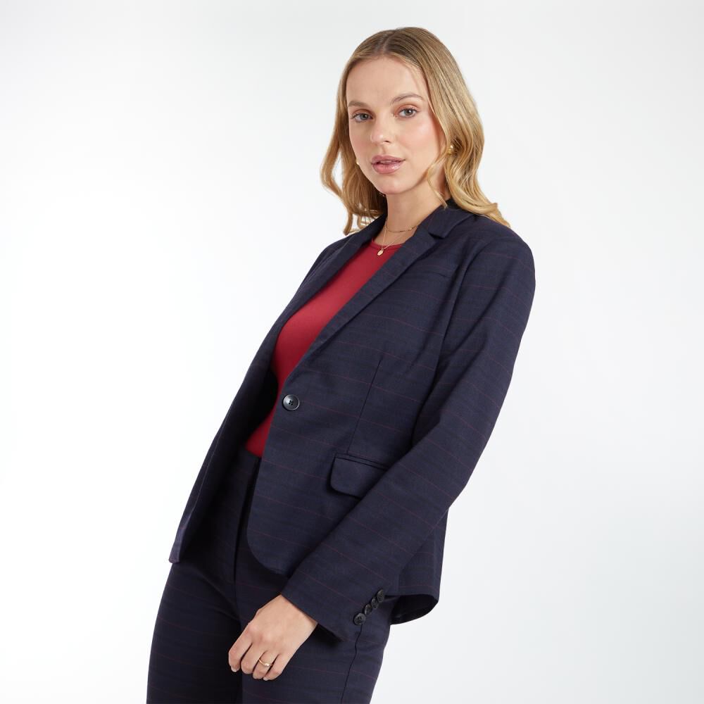 Blazer Jacquard Regular Cuello Solapa Mujer Kimera image number 2.0