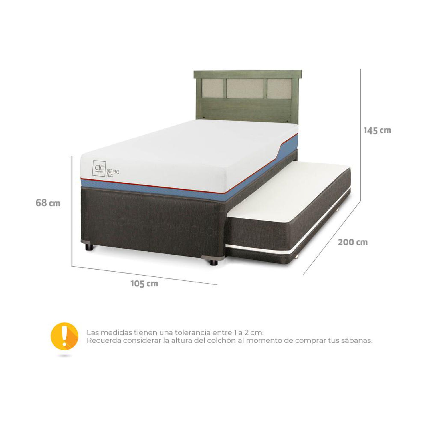 Cama Nido Cic Divan / 1.5 Plazas / Base Funcional + Respaldo image number 2.0