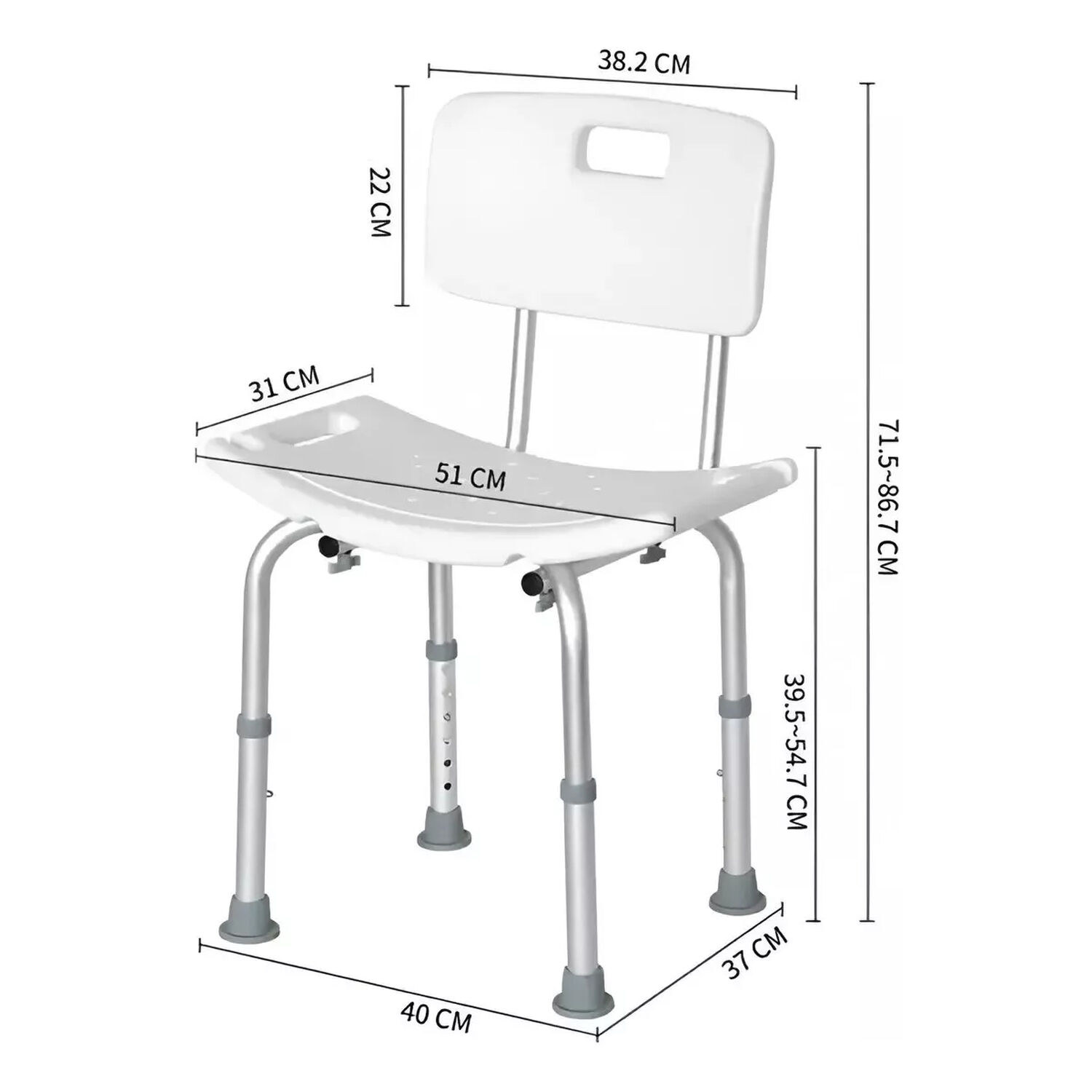 Silla Piso De Ducha Para Ba&ntilde;o Altura Ajustable Portatil 301a image number 3.0
