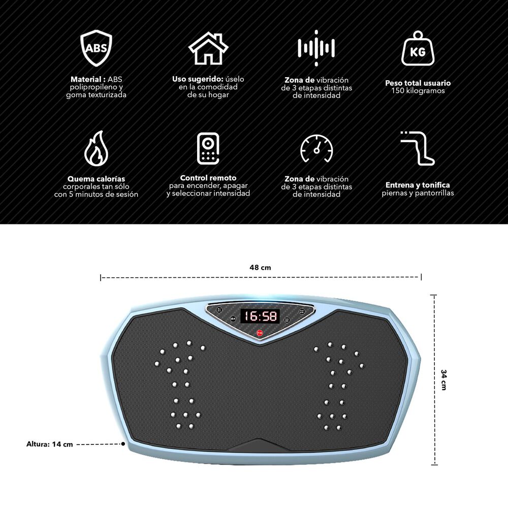 Plataforma Vibratoria Pro Con Pantalla Led Celeste image number 2.0