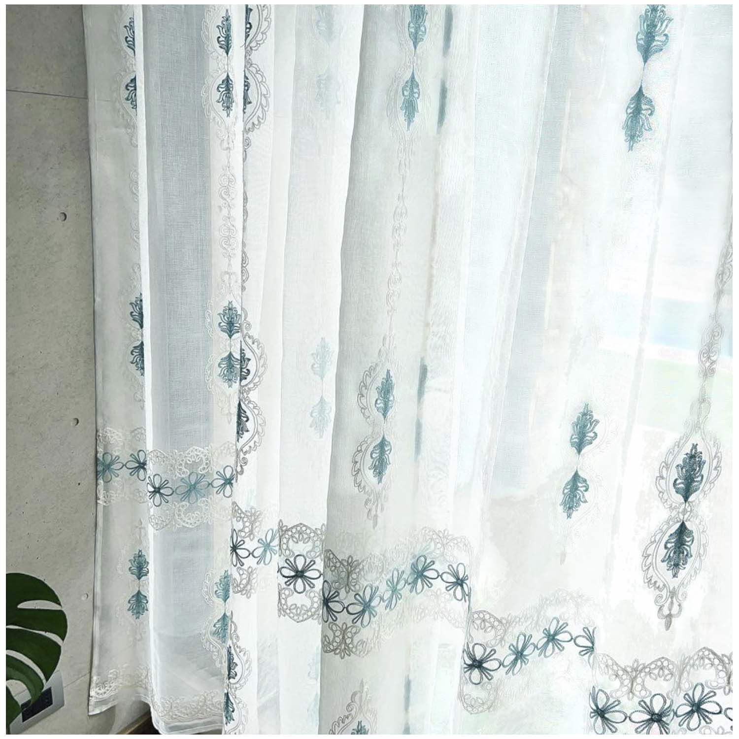 Set De 02 Visillos Bordados Con Argollas 140x230 Cm Mod02 image number 1.0