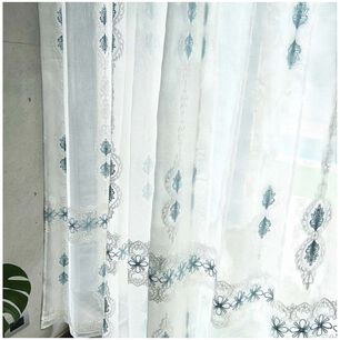 Set De 02 Visillos Bordados Con Argollas 140x230 Cm Mod02