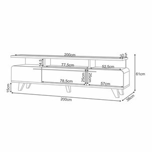 Rack Siena Tv 70" 2.0 Off White Casta&ntilde;o 200 X 61 X 38 Cm