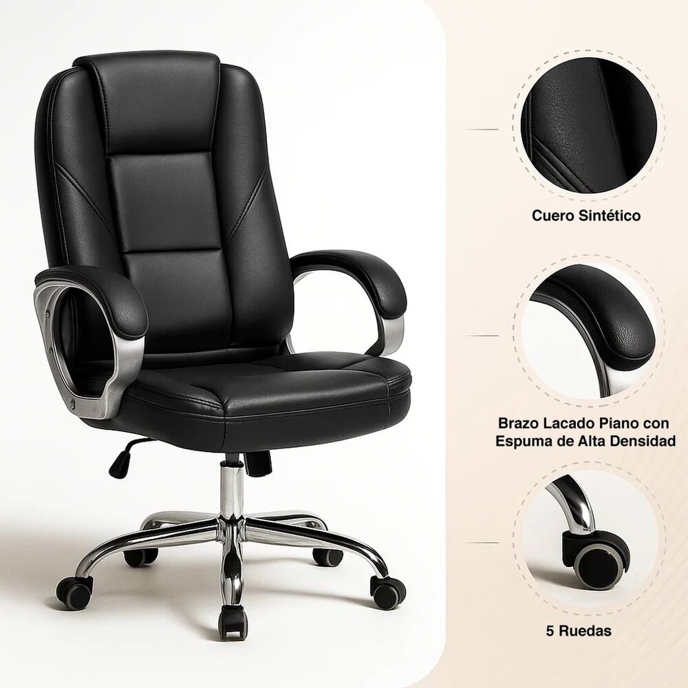 Silla De Oficina Ejecutiva Magnus Cuero Sint&eacute;tico - Negro image number 4.0