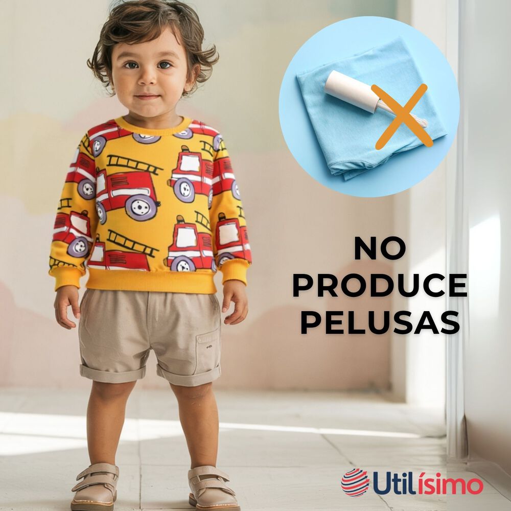 Poler&oacute;n Ni&ntilde;o Manga Larga 100% Algod&oacute;n Amarillo Bomberos image number 6.0