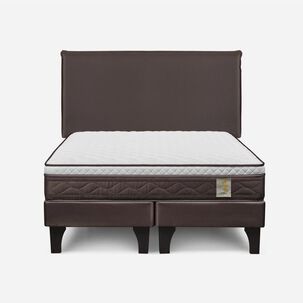 Cama Europea Rosen New Style 4 Plus / 2 Plazas / Base Dividida  + Respaldo Maurice Chocolate