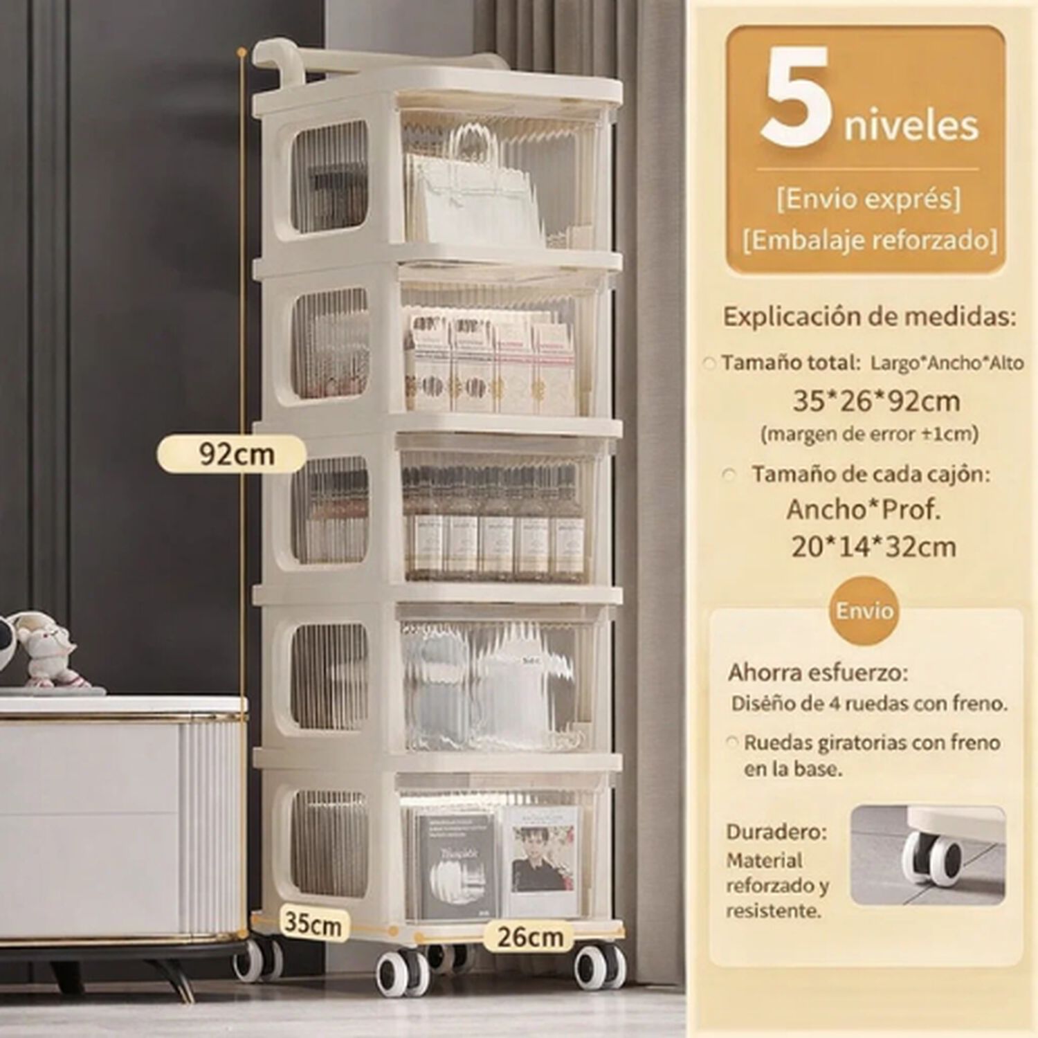 Organizador M&oacute;vil Para Cocina, Ba&ntilde;o Y Lavander&iacute;a Multiuso image number 3.0