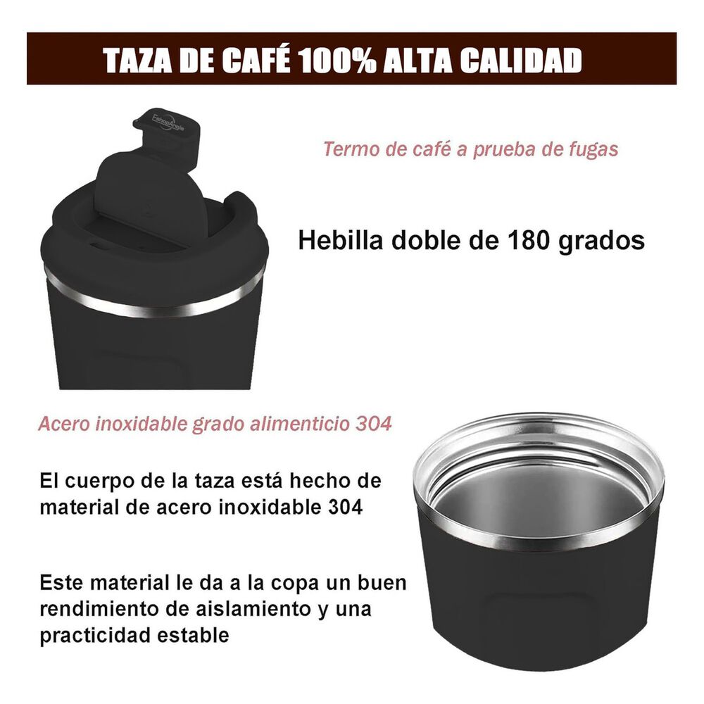 Termo Mug Café 380ml Acero Inoxidable Portátil Negro image number 2.0