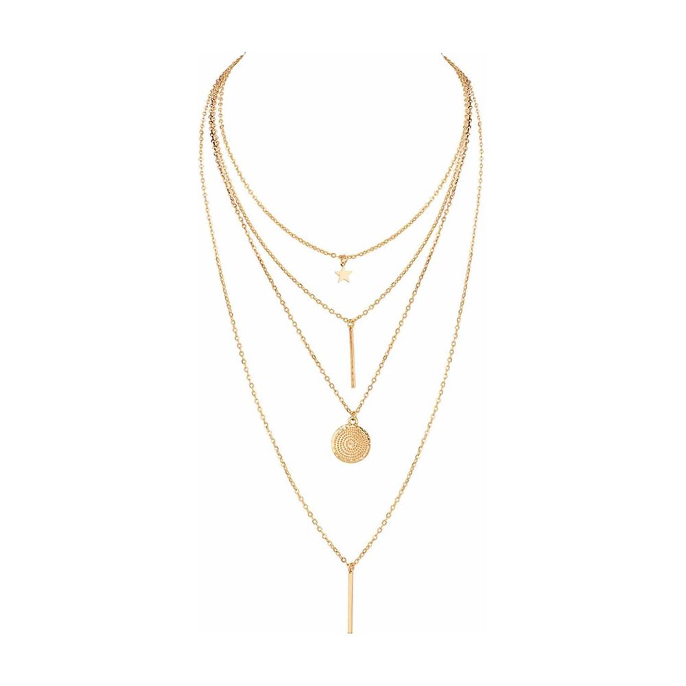 Collar Colgante Capas Escalonadas Gold Sexy Gloriahoon image number 2.0