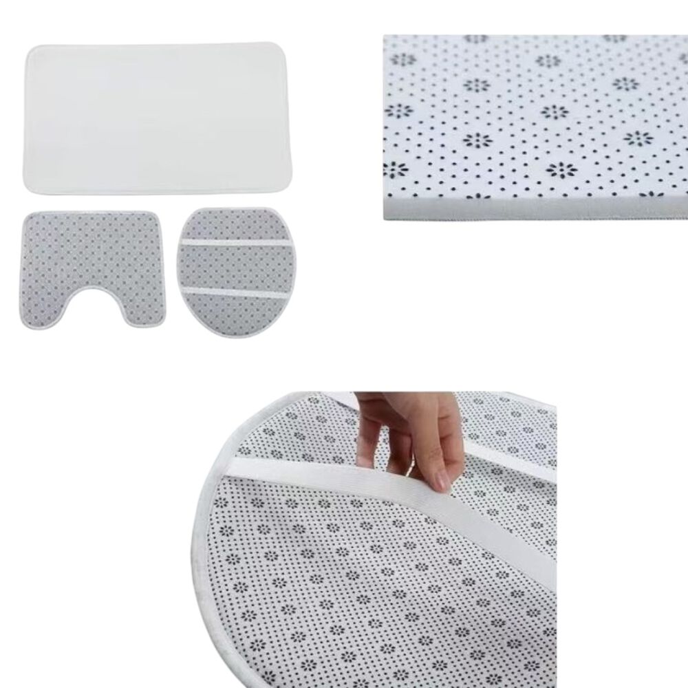 Juego De Ba&ntilde;o Set De 4 Piezas Cortina + Tapa Wc + 2 Alfombras Sb4p-7 image number 5.0